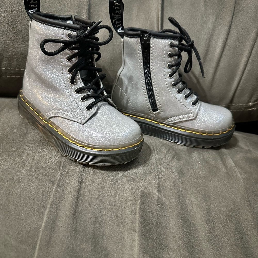 Dr. Martens silver sparkling Lace-Up Boots